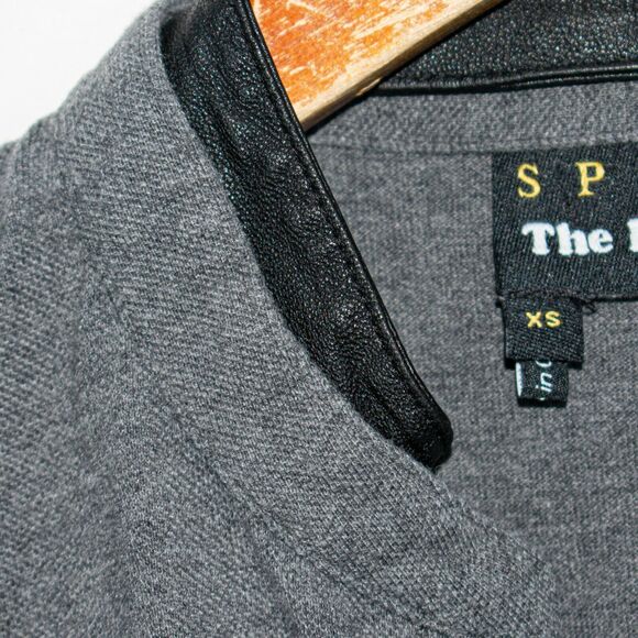 The Kooples Men's Pique and leather trim Polo Shirt Gray Size XS - Picture 6 of 8